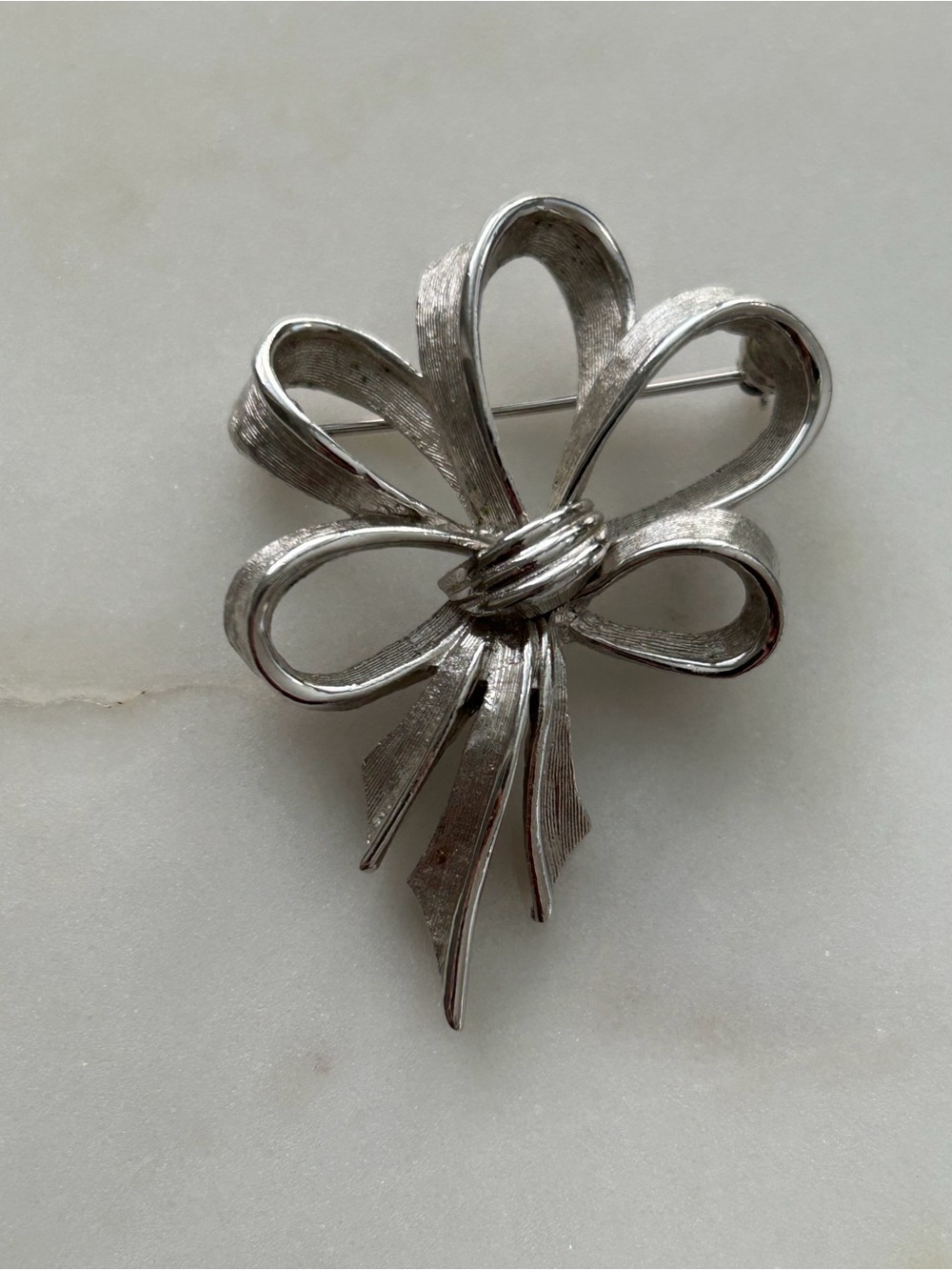 Marcel Boucher Silver Bow Ribbon Brooch